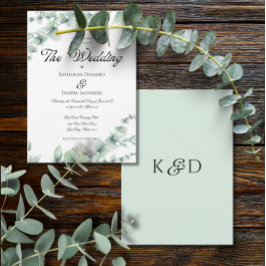 Invitación Eucalyptus Greenery Elegante Boda Botánico