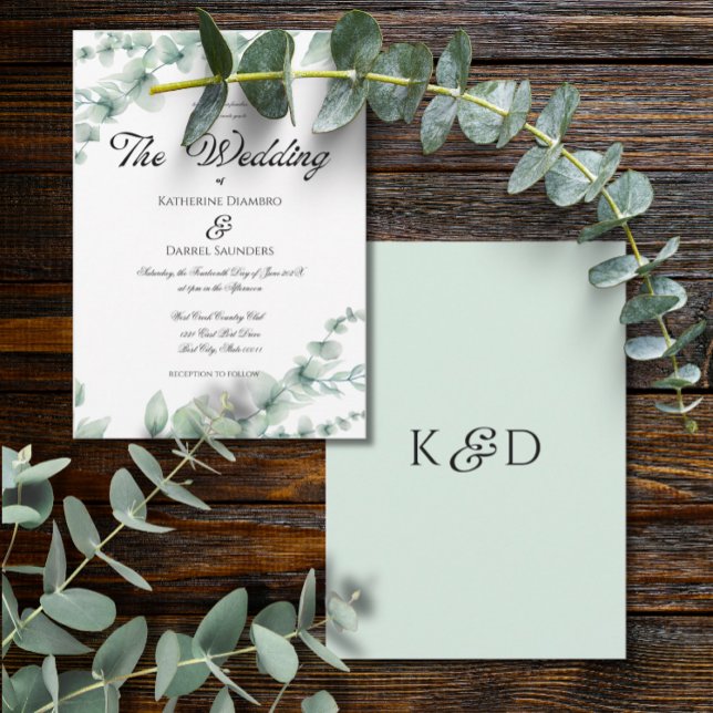 Invitación Eucalyptus Greenery Elegante Boda Botánico (Subido por el creador)