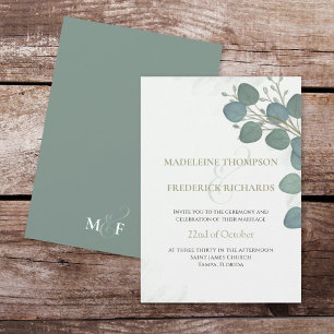 Invitación Eucalyptus Greenery Elegante Hojas de Acuarela