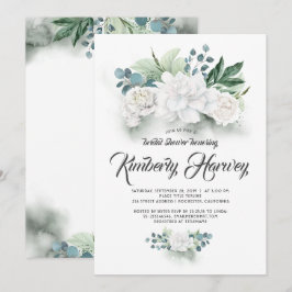 Invitación Eucalyptus Greenery Floral Blanca Floral Bridal Sh