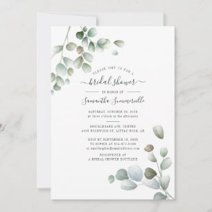 Invitación Eucalyptus Greenery Floral Script Bridal Shower