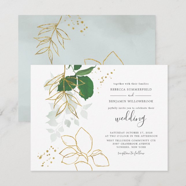 Invitación Eucalyptus Greenery Foliage Boda Botánico (Anverso / Reverso)
