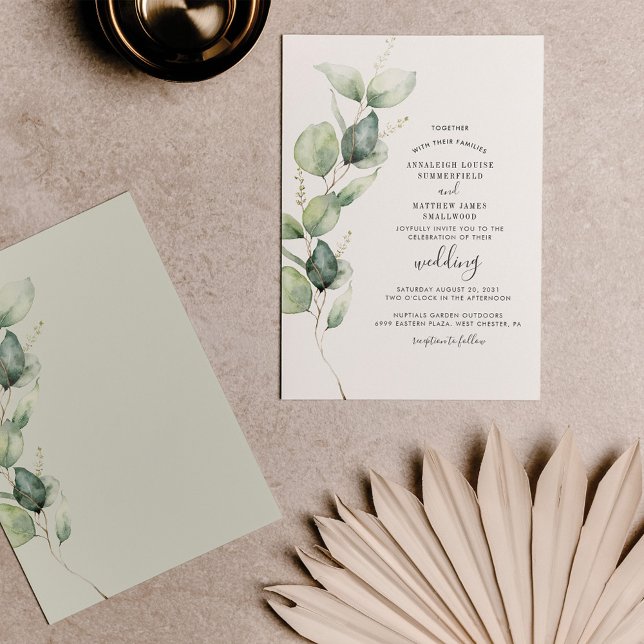 Invitación Eucalyptus Greenery Foliage Boda Botánico (Subido por el creador)