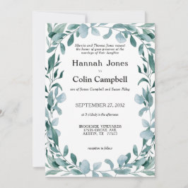 Invitación Eucalyptus Greenery Frame Green Blue Boda
