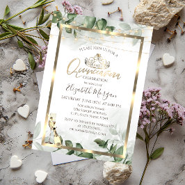 Invitación Eucalyptus Greenery Frame Wine Quinceanera