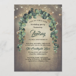 Invitación Eucalyptus Greenery Garland Cumpleaños Rústico