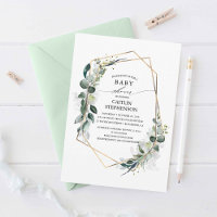 Eucalyptus Greenery Geometric Modern Baby Shower