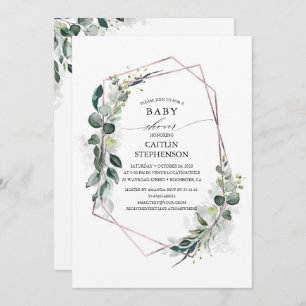 Invitación Eucalyptus Greenery Geometric Modern Baby Shower
