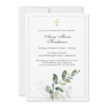 Eucalyptus Greenery Gold Cross Baptism