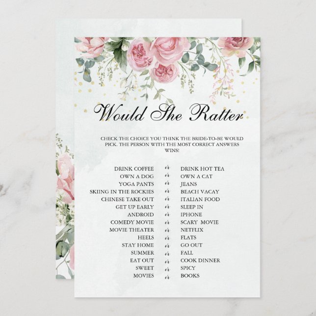 Invitación Eucalyptus Greenery Gold deja a la novia un juego  (Anverso / Reverso)