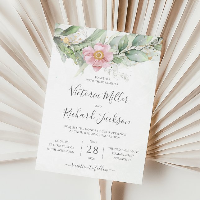 Invitación Eucalyptus Greenery Gold deja Boda botánico (Subido por el creador)
