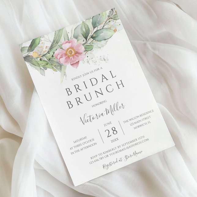 Invitación Eucalyptus Greenery Gold deja brunch (Subido por el creador)