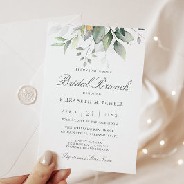 Invitación Eucalyptus Greenery Gold deja brunch