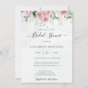 Invitación Eucalyptus Greenery Gold deja ducha de novia