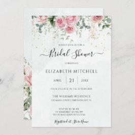 Invitación Eucalyptus Greenery Gold deja ducha de novia