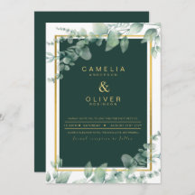 Eucalyptus Greenery Gold Emerald Boda QR CÓDIGO
