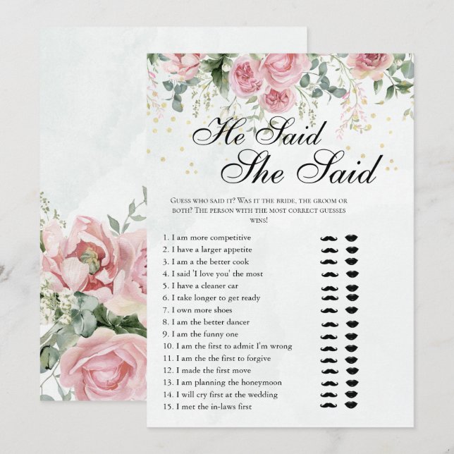 Invitación Eucalyptus Greenery Gold Leaves Bridal Shower game (Anverso / Reverso)