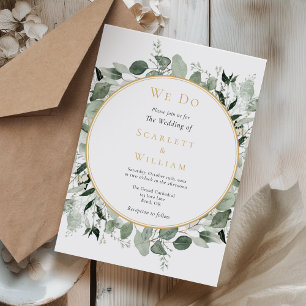 Invitación Eucalyptus Greenery Gold Simple Lo Hacemos Boda