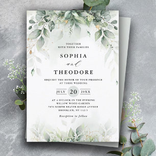 Invitación Eucalyptus Greenery Gum Boda Rústico Botánico