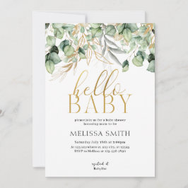 Invitación Eucalyptus Greenery Hello Baby Shower