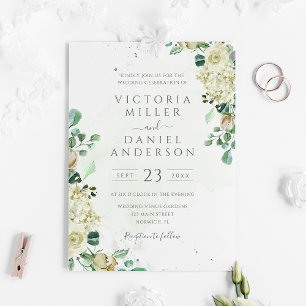 Invitación Eucalyptus Greenery Leaves Elegant Floral Wedding