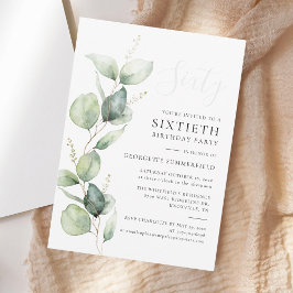Invitación Eucalyptus Greenery Minimalista 60 cumpleaños