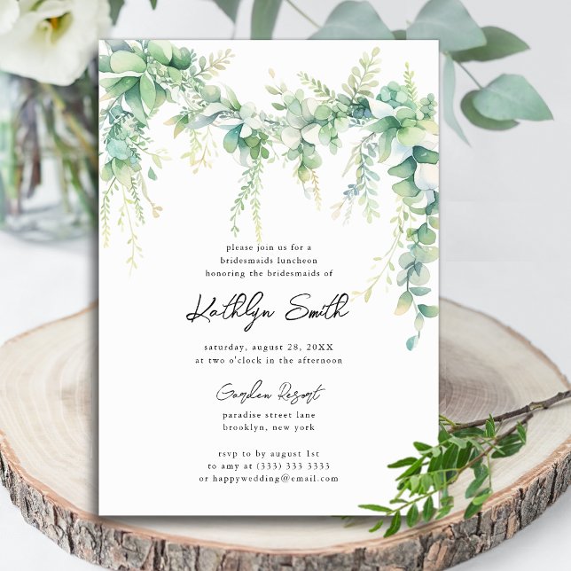 Invitación Eucalyptus Greenery Modern Bridesmaids Luncheon (Subido por el creador)