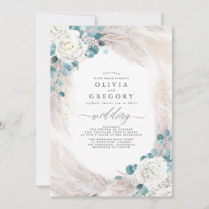 Invitación Eucalyptus Greenery Pampas Grass Boda exótico