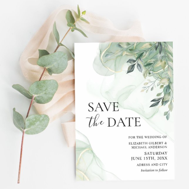 Invitación Eucalyptus Greenery Photo Save the Date Invitation (Subido por el creador)