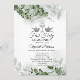 Invitación Eucalyptus Greenery Primera Comunión Santa