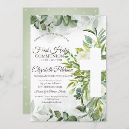 Invitación Eucalyptus Greenery Primera Comunión Santa