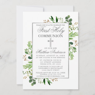 Invitación Eucalyptus Greenery Primera Plata Comunitaria