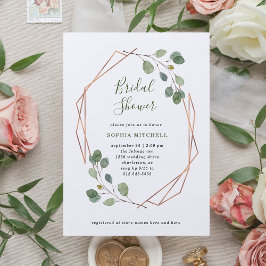 Invitación Eucalyptus Greenery | Rosa Gold Geo Bridal Shower