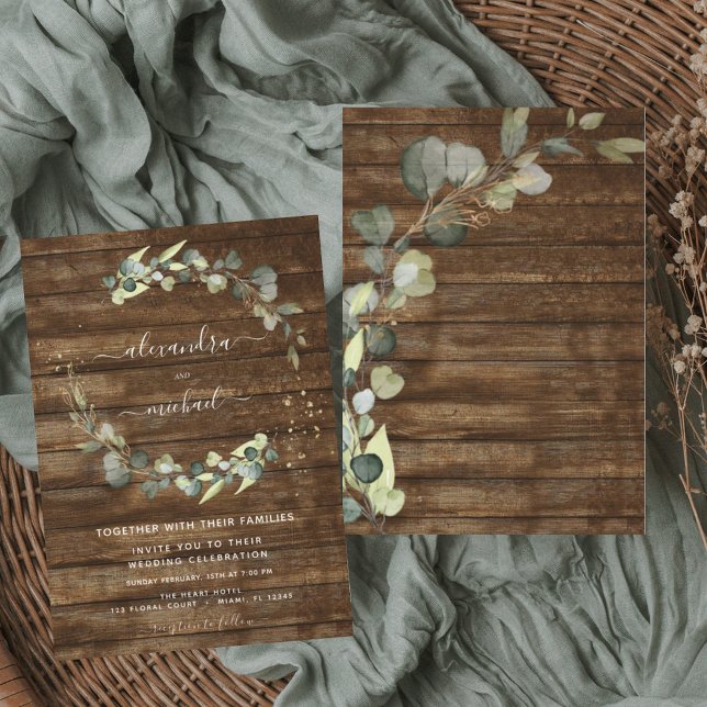 Invitación Eucalyptus Greenery Rustic Country Wood Boda (Subido por el creador)