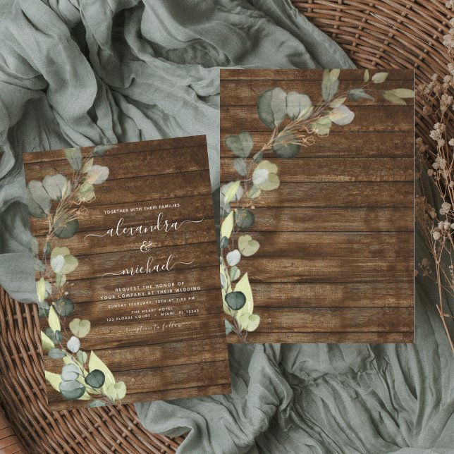 Invitación Eucalyptus Greenery Rustic Wood Boda (Subido por el creador)