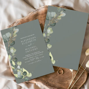 Invitación Eucalyptus Greenery Sage Green Elegant Wedding