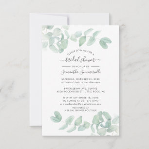 Invitación Eucalyptus Greenery Script Botanical Bridal Shower
