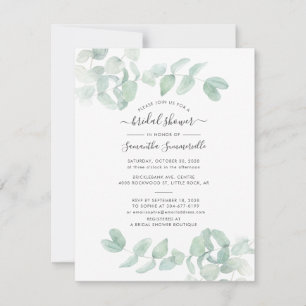 Invitación Eucalyptus Greenery Script Botanical Bridal Shower