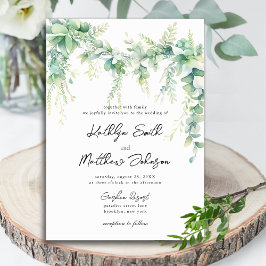 Invitación Eucalyptus Greenery Script Modern Garden Wedding