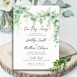 Invitación Eucalyptus Greenery Script Moderno a un día de dis
