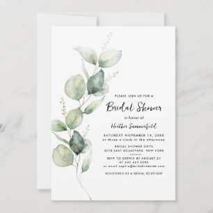 Invitación Eucalyptus Greenery Script Shower Bridal