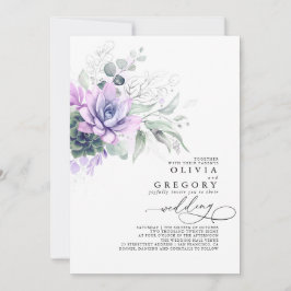 Invitación Eucalyptus Greenery Succulens y Silver Boda
