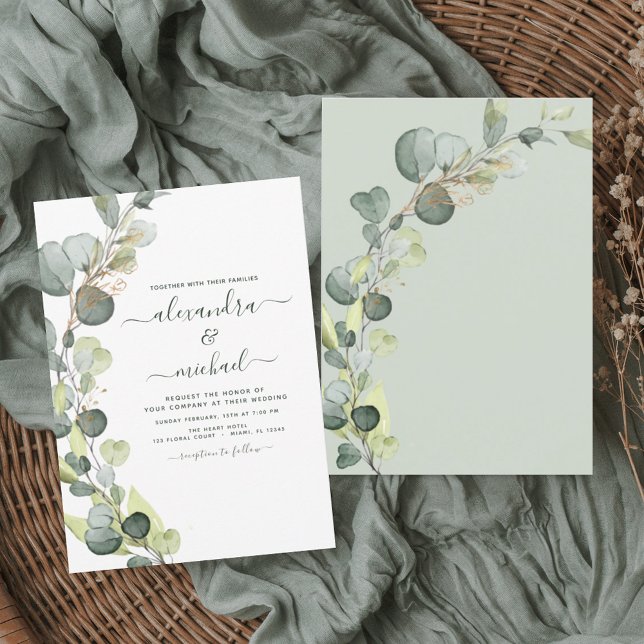Invitación Eucalyptus Greenery Succulent Elegant Wedding (Subido por el creador)