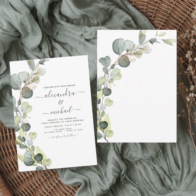 Invitación Eucalyptus Greenery Succulent Elegant Wedding (Subido por el creador)
