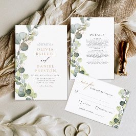 Invitación Eucalyptus Greenery Succulent Elegant Wedding