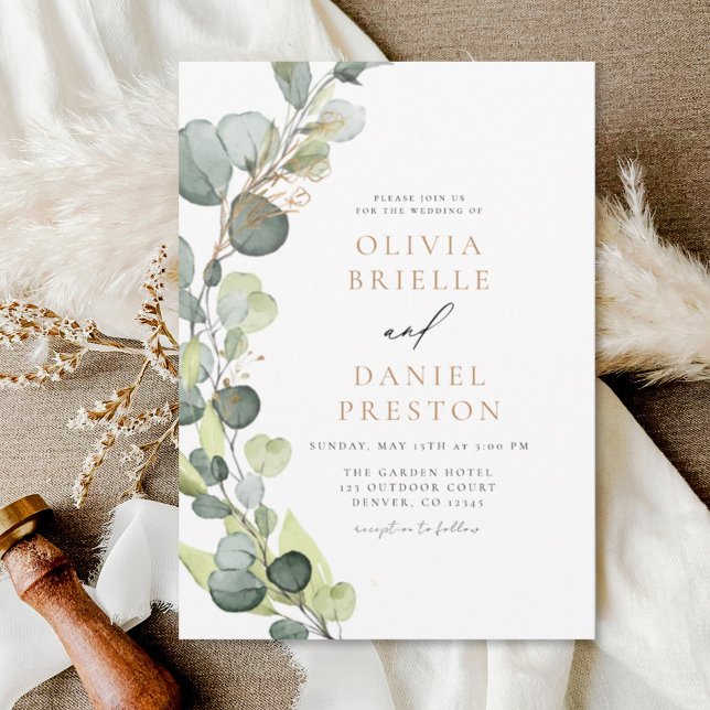 Invitación Eucalyptus Greenery Succulent Elegant Wedding (Subido por el creador)