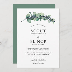 Invitación Eucalyptus Greenery Succulent Elegant Wedding
