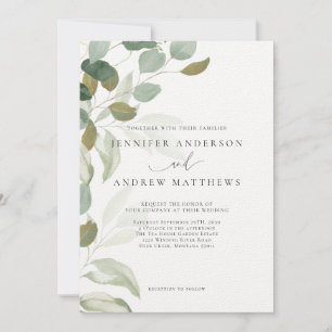 Invitación Eucalyptus Greenery Succulent Elegant Wedding Invi
