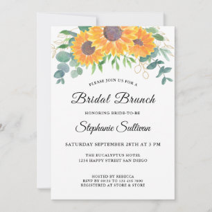 Invitación Eucalyptus Greenery Sunflower Bridal Brunch