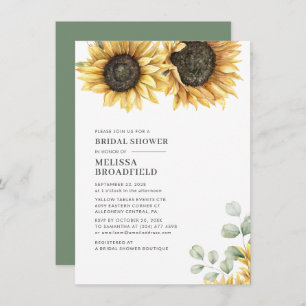 Invitación Eucalyptus Greenery Sunflower Bridal Shower